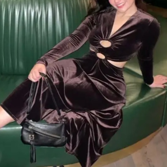 A.L.C. Maeve Cutout Velvet Dress US 2 Midi - Picture 11 of 14